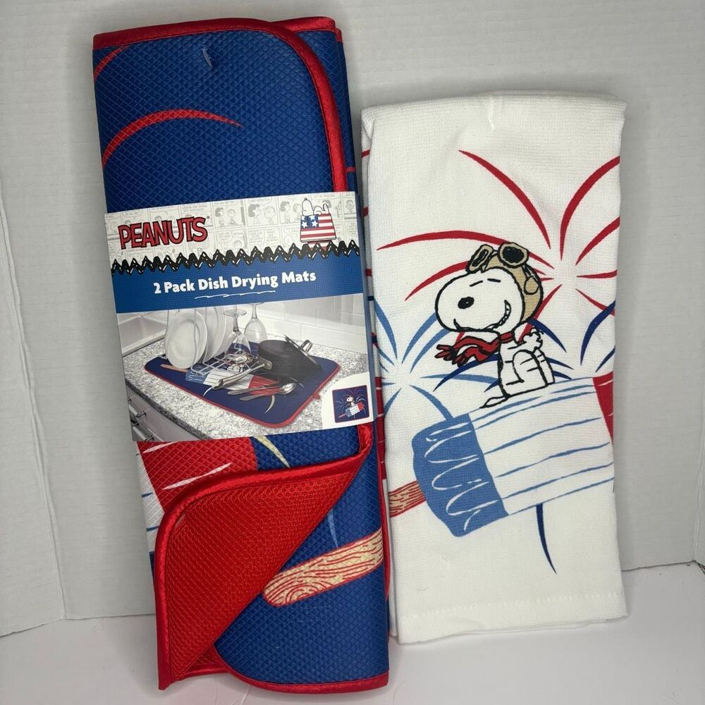 Peanuts Snoopy 4th Of July Drying Mat Set and Towel Set NWT Popsicle Kitchen